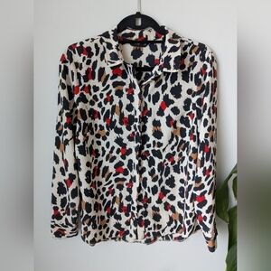 F&F Leopard Print Button-Down Blouse – Size US 8 / UK 12 / EU 40